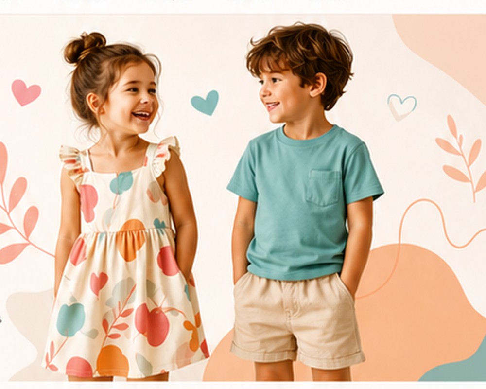 Crianças usando roupas da Liva Kids